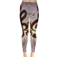 Music, Wonderful Clef With Floral Elements Women s Leggings by FantasyWorld7