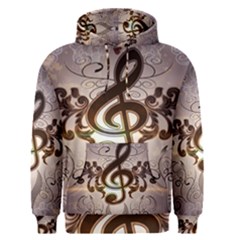 Music, Wonderful Clef With Floral Elements Men s Pullover Hoodies by FantasyWorld7