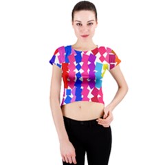 Colorful Squares Crew Neck Crop Top by LalyLauraFLM