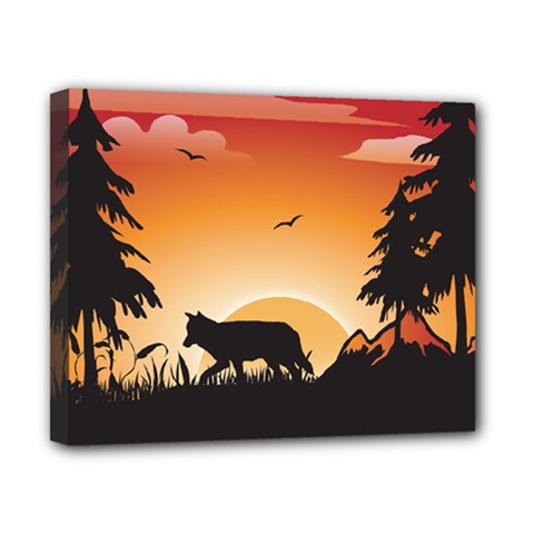 The Lonely Wolf In The Sunset Canvas 10  X 8 