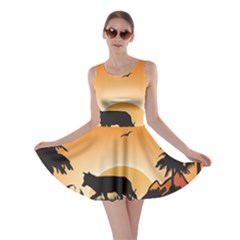 The Lonely Wolf In The Sunset Skater Dresses