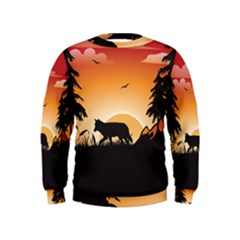 The Lonely Wolf In The Sunset Boys  Sweatshirts