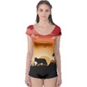 The Lonely Wolf In The Sunset Short Sleeve Leotard View1