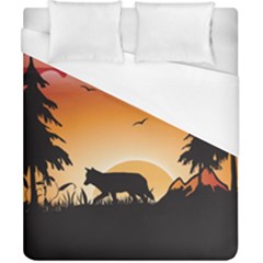 The Lonely Wolf In The Sunset Duvet Cover Single Side (double Size)