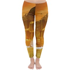 Awesome Sunset Over The Ocean With Ship Winter Leggings by FantasyWorld7