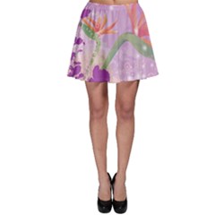 Wonderful Flowers On Soft Purple Background Skater Skirts by FantasyWorld7