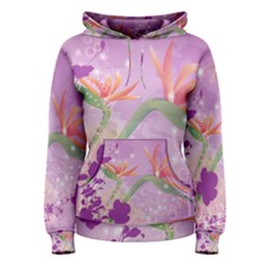 Wonderful Flowers On Soft Purple Background Women s Pullover Hoodies