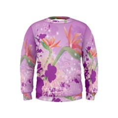 Wonderful Flowers On Soft Purple Background Boys  Sweatshirts by FantasyWorld7