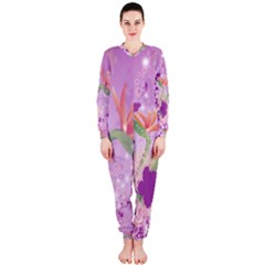 Wonderful Flowers On Soft Purple Background Onepiece Jumpsuit (ladies)  by FantasyWorld7