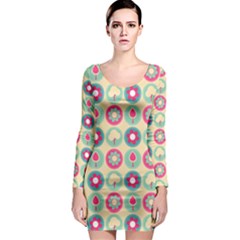 Chic Floral Pattern Long Sleeve Bodycon Dresses by GardenOfOphir