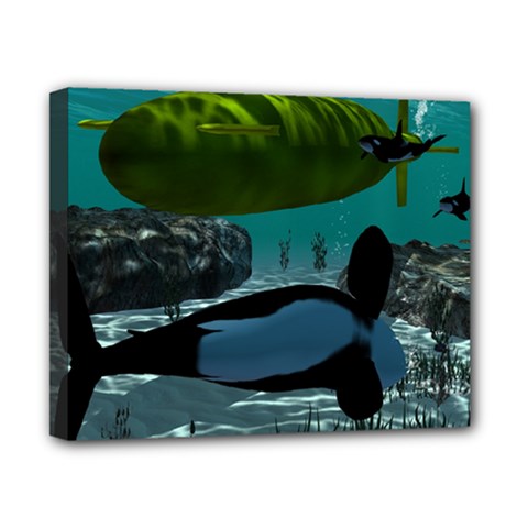 Submarine With Orca Canvas 10  X 8  by FantasyWorld7