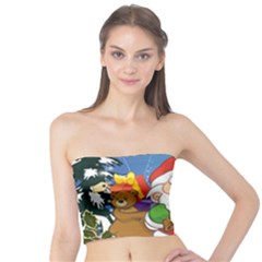 Funny Santa Claus In The Forrest Women s Tube Tops