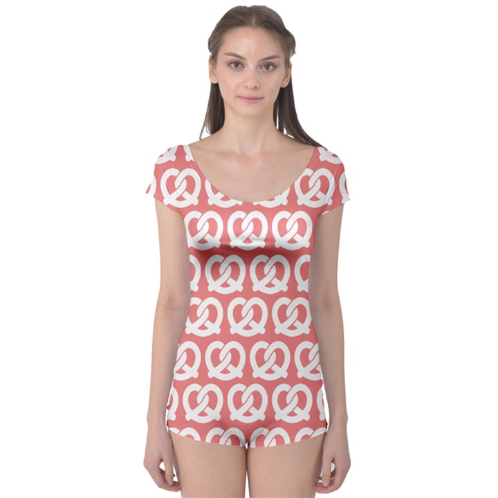 Chic Pretzel Illustrations Pattern Short Sleeve Leotard