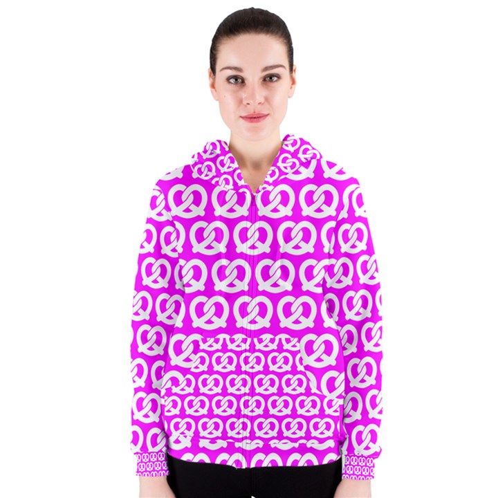 Pink Pretzel Illustrations Pattern Women s Zipper Hoodies