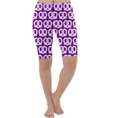 Purple Pretzel Illustrations Pattern Cropped Leggings by GardenOfOphir