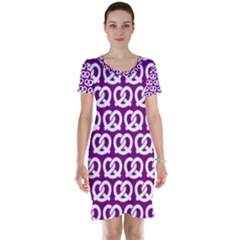 Purple Pretzel Illustrations Pattern Short Sleeve Nightdresses by GardenOfOphir