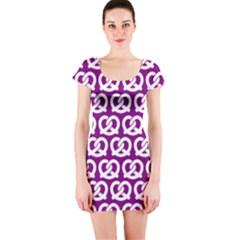 Purple Pretzel Illustrations Pattern Short Sleeve Bodycon Dresses by GardenOfOphir