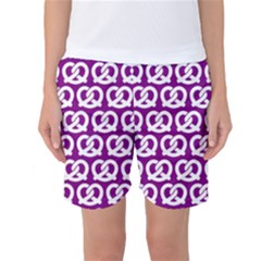 Purple Pretzel Illustrations Pattern Women s Basketball Shorts by GardenOfOphir