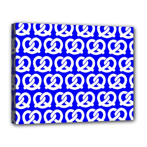 Blue Pretzel Illustrations Pattern Canvas 14  X 11  by GardenOfOphir