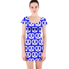 Blue Pretzel Illustrations Pattern Short Sleeve Bodycon Dresses by GardenOfOphir