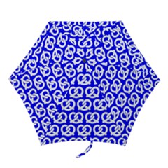 Blue Pretzel Illustrations Pattern Mini Folding Umbrellas by GardenOfOphir