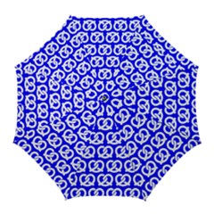 Blue Pretzel Illustrations Pattern Golf Umbrellas by GardenOfOphir