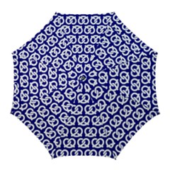 Navy Pretzel Illustrations Pattern Golf Umbrellas by GardenOfOphir