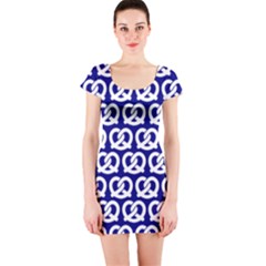 Navy Pretzel Illustrations Pattern Short Sleeve Bodycon Dresses by GardenOfOphir