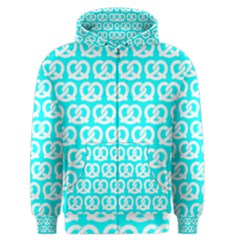 Aqua Pretzel Illustrations Pattern Men s Zipper Hoodies by GardenOfOphir