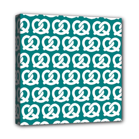 Teal Pretzel Illustrations Pattern Mini Canvas 8  x 8 