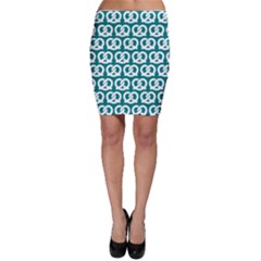 Teal Pretzel Illustrations Pattern Bodycon Skirts by GardenOfOphir