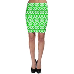 Neon Green Pretzel Illustrations Pattern Bodycon Skirts by GardenOfOphir