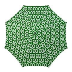 Green Pretzel Illustrations Pattern Golf Umbrellas by GardenOfOphir