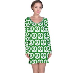 Green Pretzel Illustrations Pattern Long Sleeve Nightdresses by GardenOfOphir