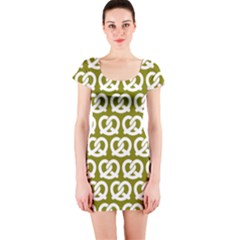 Olive Pretzel Illustrations Pattern Short Sleeve Bodycon Dresses by GardenOfOphir