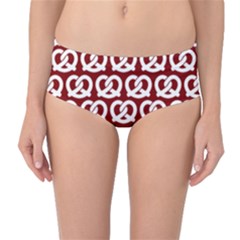 Red Pretzel Illustrations Pattern Mid-waist Bikini Bottoms by GardenOfOphir