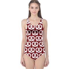 Red Pretzel Illustrations Pattern Women s One Piece Swimsuits by GardenOfOphir