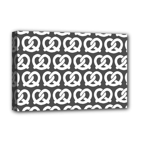 Gray Pretzel Illustrations Pattern Deluxe Canvas 18  X 12   by GardenOfOphir