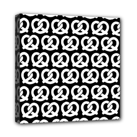 Black And White Pretzel Illustrations Pattern Mini Canvas 8  X 8  by GardenOfOphir