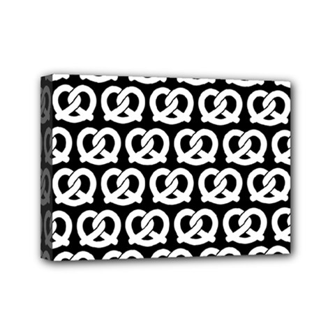 Black And White Pretzel Illustrations Pattern Mini Canvas 7  X 5  by GardenOfOphir