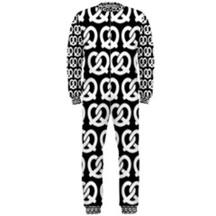 Black And White Pretzel Illustrations Pattern Onepiece Jumpsuit (men)  by GardenOfOphir