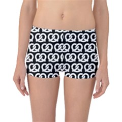 Black And White Pretzel Illustrations Pattern Boyleg Bikini Bottoms by GardenOfOphir