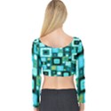 Teal Squares Long Sleeve Crop Top View2