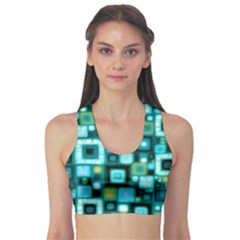 Teal Squares Sports Bra by KirstenStarFashion