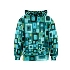 Teal Squares Kids Zipper Hoodies