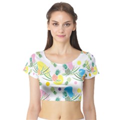 Pineapple Pattern 03 Short Sleeve Crop Top by Famous