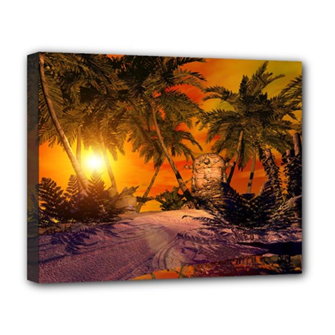 Wonderful Sunset In  A Fantasy World Deluxe Canvas 20  X 16   by FantasyWorld7