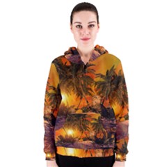 Wonderful Sunset In  A Fantasy World Women s Zipper Hoodies