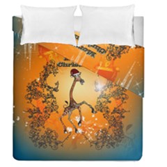 Funny, Cute Christmas Giraffe Duvet Cover (full/queen Size) by FantasyWorld7