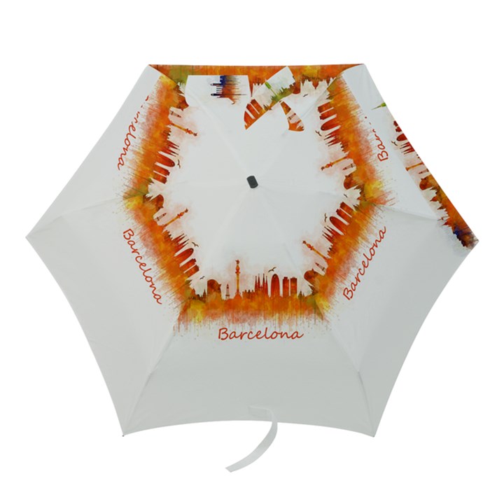 Barcelona City Art Mini Folding Umbrellas